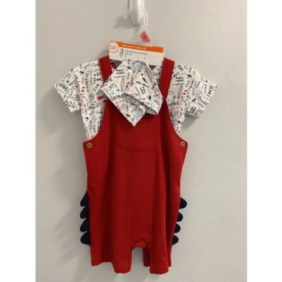 BABY BOYS 3 PIECE SET BEACH THEME SHARK FINS ON SHORTS. BRAND NEW WITH TAGS - 18 - Picture 1 of 6